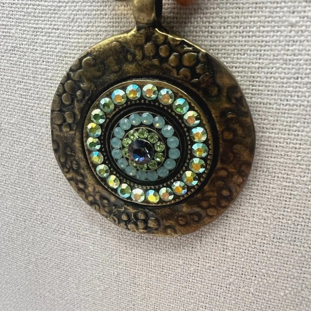 Avgad Artisan Vibes Pendant Necklace Boho Glass Beads Crystal Eclectic Aesthetic